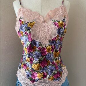 Oscar de la Renta Pink Lace Floral Lingerie